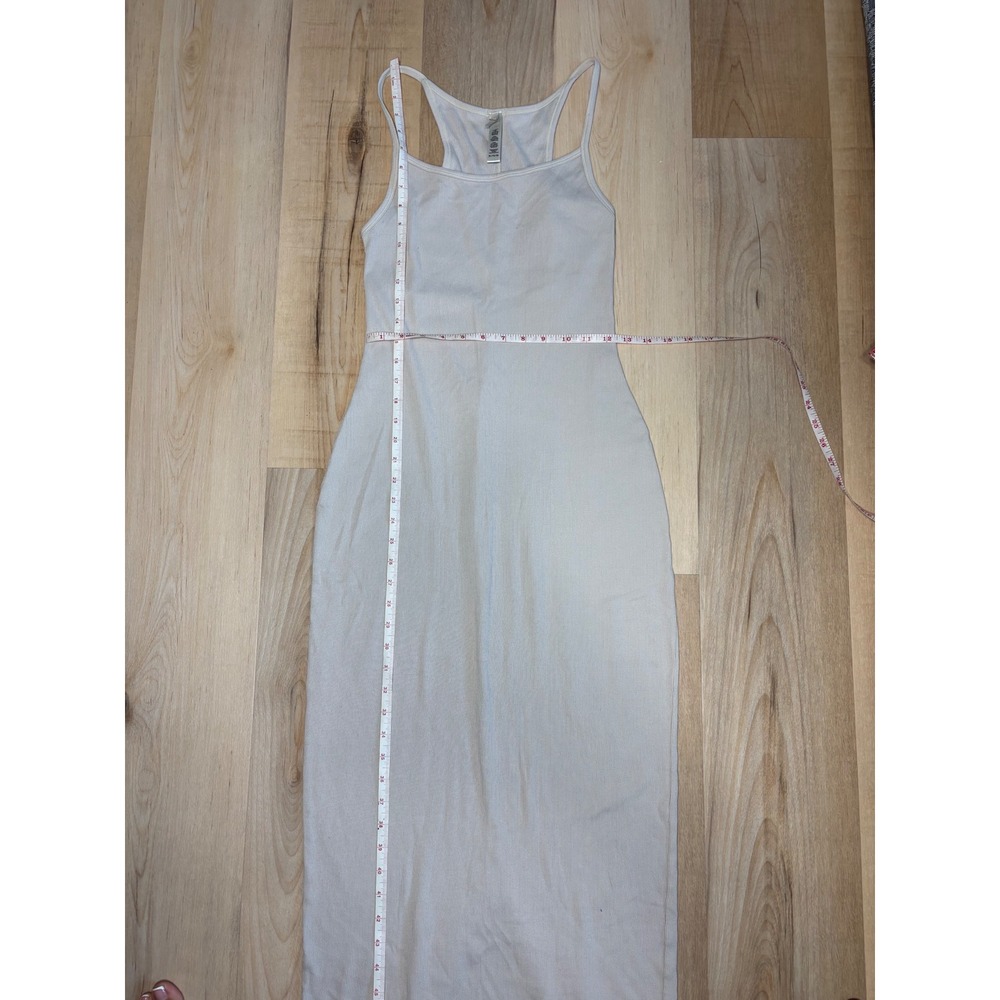 SKIMS Cotton Rib Long Tank Dress Bone Beige Racerback Maxi XL - Picture 6 of 11